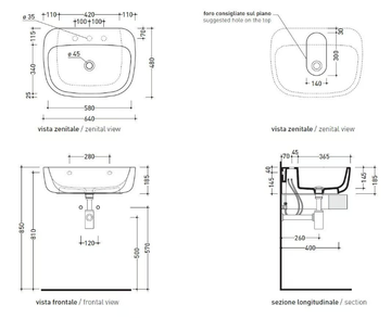 MONO' - Wall-mounted ceramic handrinse basin by Ceramica Flaminia - view 3